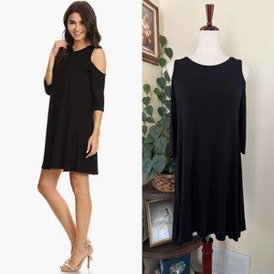 Alexander + David Black Cold Shoulder Swing Dress sz S